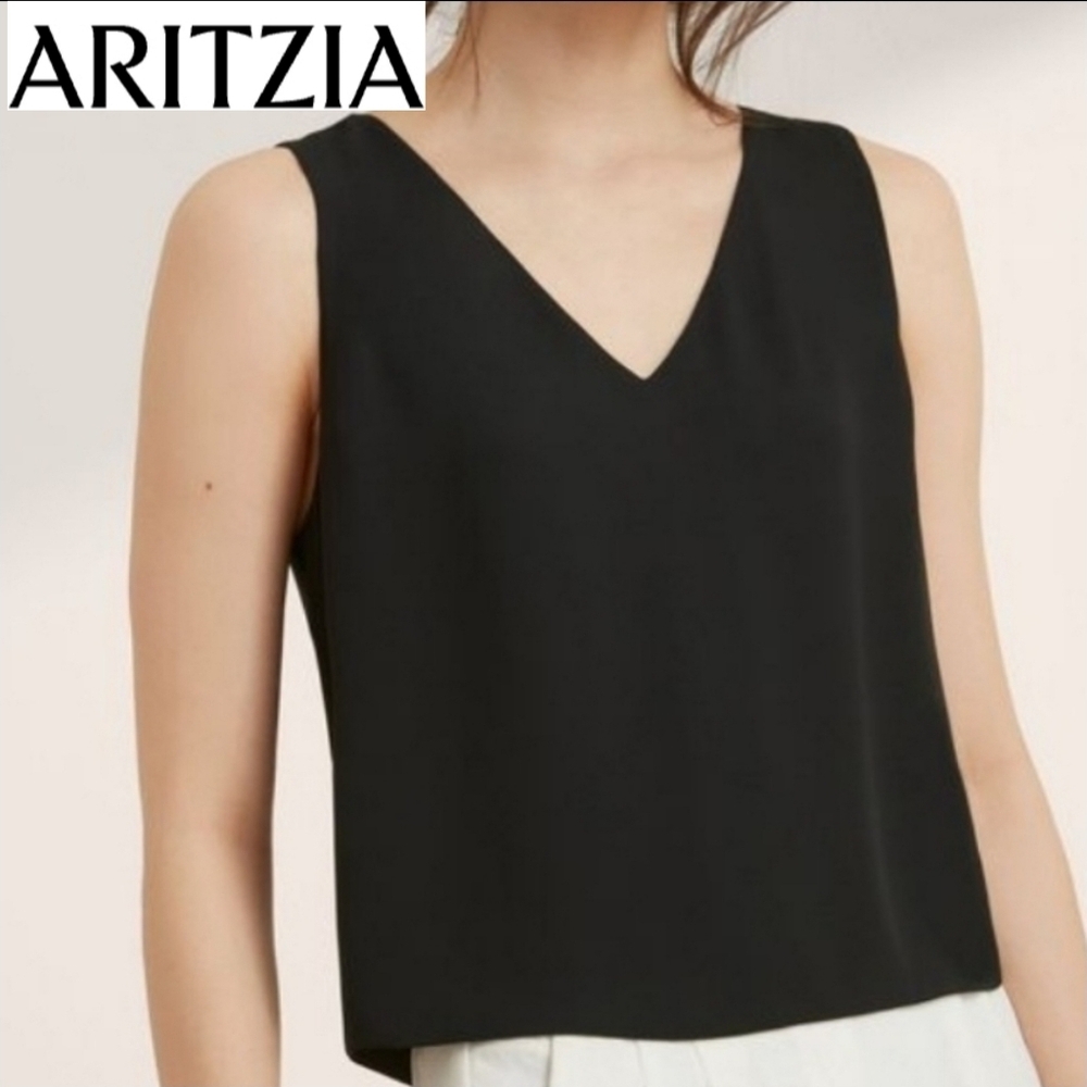 🇨🇦 Aritzia Babaton Murphy Black Sleeveless Chiffon Blouse Top